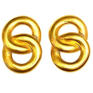 GIVENCHY 90s Vintage Gold Interlocking Link Earrings Clip on